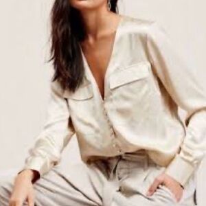 Free People silk button down blouse.